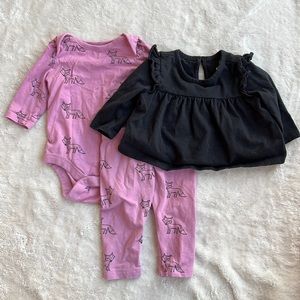 Fox long sleeve onesie and top and matching pants